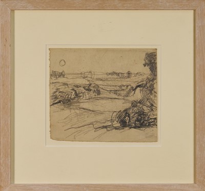 Lot 1053 - Harry Becker (1865-1928) graphite, Landscape with Figures, 17cm x 19.5cm, in glazed frame