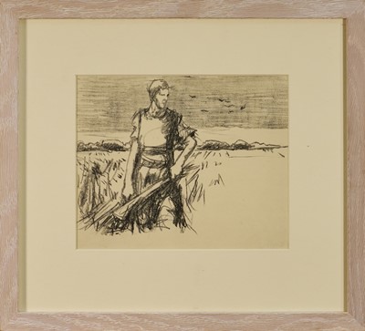 Lot 1033 - Harry Becker (1865-1928) lithograph, Woman in a Field, 1908, 20 x 25cm, glazed frame