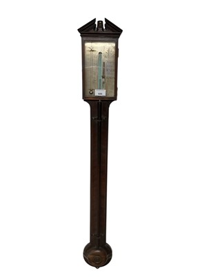 Lot 686 - George III stick barometer with engraved silvered dial