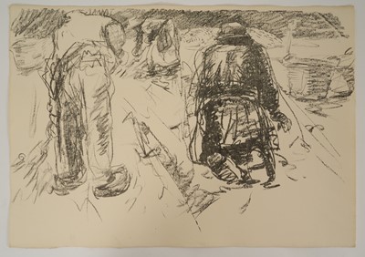 Lot 1010 - Harry Becker (1865-1928) lithograph, Men Digging Potatoes, 1908, 39 x 56cm