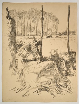 Lot 1024 - Harry Becker (1865-1928) lithograph, Building a Bean Sheaf, 1908