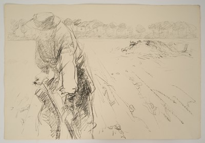 Lot 1014 - Harry Becker (1865-1928) lithograph, End of the Potato Harvest, 1908, 39 x 58cm