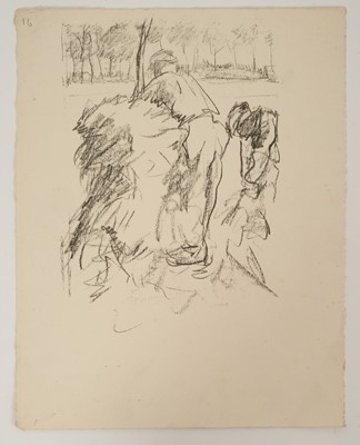 Lot 1026 - Harry Becker (1865-1928) lithograph, Two Men Building a Bean Sheaf, 1908, 36 x 28cm