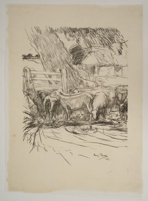 Lot 1003 - Harry Becker (1865-1928) lithograph, Sheep in a Lane