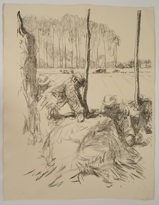 Lot 1025 - Harry Becker (1865-1928) lithograph, Building a Bean Sheaf, 1908, 63 x 49.5cm