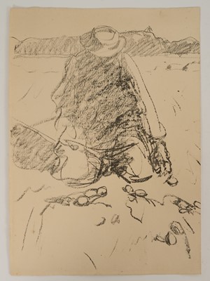 Lot 1023 - Harry Becker (1865-1928) lithograph, (cropped version), Man Gathering Potatoes, 39 x 28cm