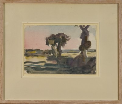 Lot 1079 - Harry Becker (1865-1928) watercolour, Suffolk Landscape, 17.5 x 15cm, glazed frame