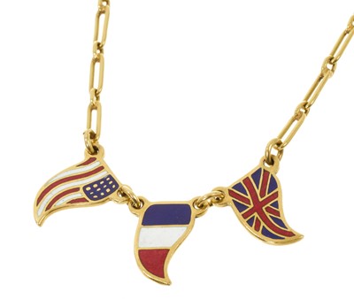 Lot 533 - Valentino gold and enamel flag charm necklace