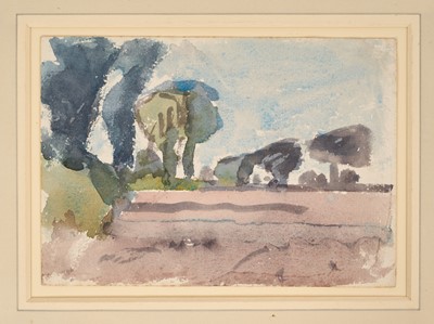 Lot 1087 - Harry Becker (1865-1928) watercolour, Ploughed Field Near Wenhaston, Suffolk, 13 x 18cm, mounted but unframed