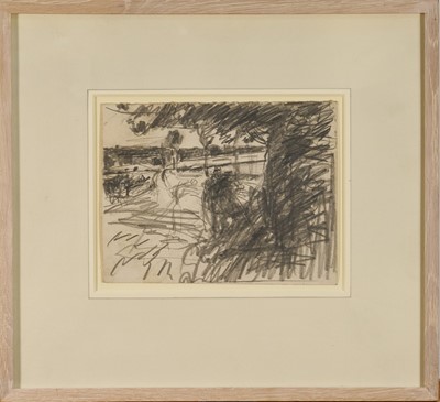 Lot 1070 - Harry Becker (1865-1928) graphite, Figures by the Lane, 16 x 20cm, glazed frame