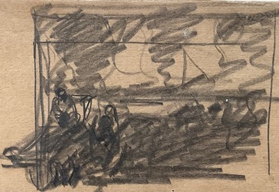 Lot 1065 - Harry Becker (1865-1928) graphite on brown paper, Sketches of a Reaper and Binder at Work, 28 x 37cm, glazed frame