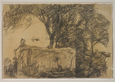 Lot 1074 - Harry Becker (1865-1928) graphite, Figures Building a Hayrick, 39 x 56cm