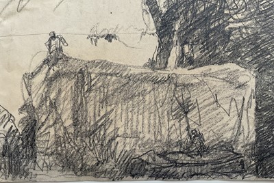 Lot 1074 - Harry Becker (1865-1928) graphite, Figures Building a Hayrick, 39 x 56cm