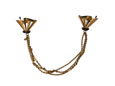 Lot 70 - 1950s Italian 18ct gold double clip brooch