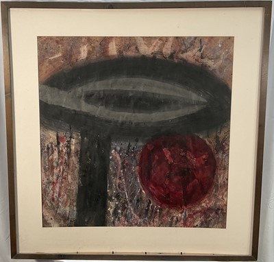 Lot 261 - Frances Crawford (b. 1920) mixed media, Luna, dated 1991, 64cm x 62cm, in glazed frame.