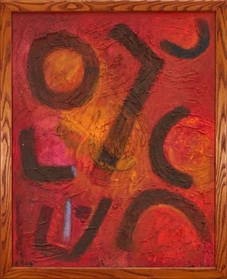 Lot 1175 - Stella Rankin (1915-2009) oil on board - Abstract, signed with initials and dated twice '98 and '06, 75cm x 60cm, framed