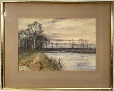Lot 46 - Robert Winchester Fraser (1848- 1906), watercolour, River Scene, signed and dated1884, 23cm x 34cm, in glazed frame.