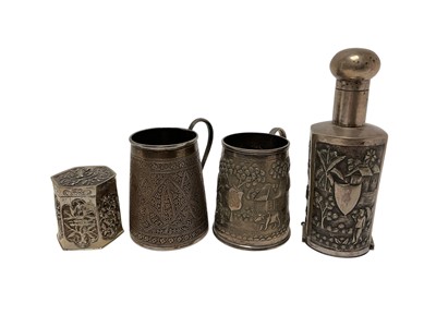 Lot 308 - Indian silver mug and three other pieces (4)