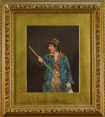 Lot 1131 - Charles Henry Cook (1830-1906) pair of oils on board - depictions of Irish likely lads, signed, 25cm x 20cm, in glazed gilt frames