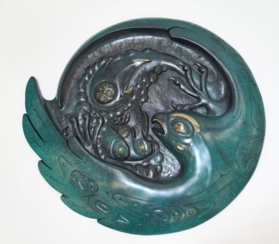 Lot 836 - Mary and Jacques Regat (20th century) bronze wall hanging - Firehawk