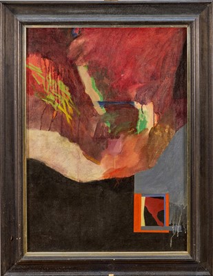 Lot 1100 - *Maggi Hambling (b.1945) oil on canvas - Abstract, an early work, 63.5cm x 46cm, framed, indistinctly inscribed to Ixion Society label verso