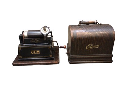 Lot 2954 - Edison phonograph in case with gilt lettering to front