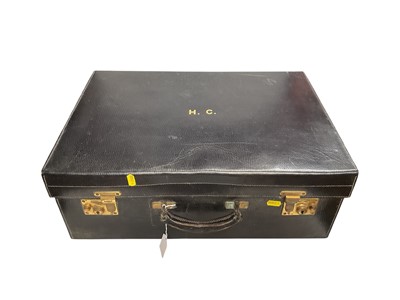Lot 5182 - Vintage blue leather dressing case with HC initials
