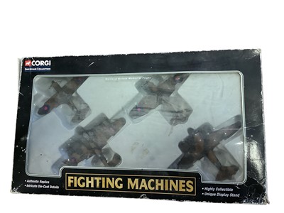 Lot 1830 - Corgi (c2004) Showcase Collection diecast model Fighting Machines Battle of Britain Memorial Flight CSFS10004 and B-24 Liberator (x2), plus Fighter Scramble P-51D Mustang CS90017, P-38 Lightning...