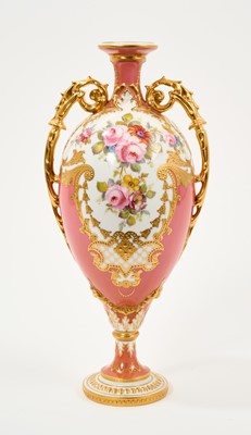 Lot 34 - Royal Crown Derby pink ground ovoid vase
