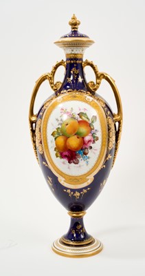 Lot 53 - Royal Crown Derby vase and cover, painted by Cuthbert Gresley, signed