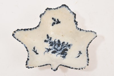 Lot 23 - Bristol blue and white leaf shaped pickle dish, circa 1775