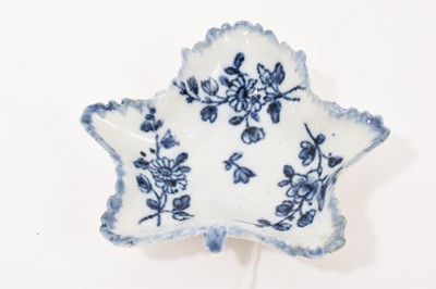 Lot 49 - Bristol blue and white leaf shaped pickle dish, circa 1775
