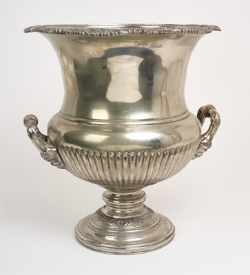 Lot 311 - Large early 20th century silver plated campana shape urn