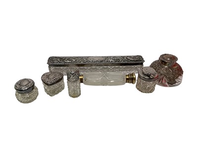 Lot 322 - Group of Victorian and Edwardian silver mounted glass dressing table pots, etc