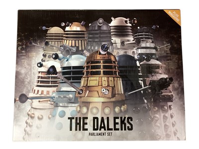Lot 1768 - BBC Doctor Who Collector's models including The Daleks Parliament Set, with ten figures and Time Lord Victorious Dalek twin sets, all boxed (4)