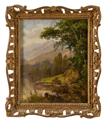 Lot 1152 - Thomas Stanley Barber (a.1891-1899) pair oil on canvas, mountainous river landscapes, signed, 28.5cm x 23.5cm, in carved gilt frames