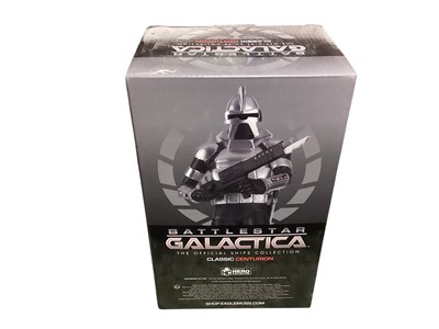 Lot 1777 - Eaglemoss Battlestar Galactica The Official Ships Collection models including Classic & Modern Centurions, Modern Battlestar, Battlestars Pegasus & Valkyrie, all boxed (5)