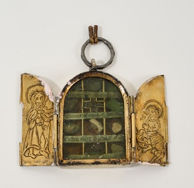 Lot 854 - Early Continental folding travelling reliquary