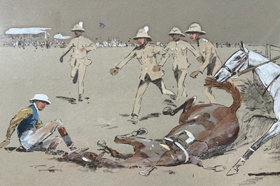 Lot 964 - *Snaffles, Charles Johnson Payne (1884-1967) signed hand-coloured print - Chasing, 43cm x 61cm, in glazed frame