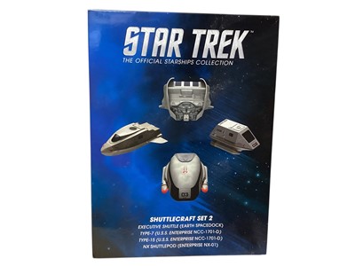 Lot 1781 - CBS Studios Eaglemoss Star Trek The Official Starships Collection model Shuttlecraft Set 2-6 (Set 1 missing), each with four space shuttles, boxed, plus selection of magazines