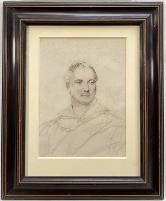 Lot 71 - Circle of Sir George Hayter, pencil and wash sketch of a man, in glazed frame