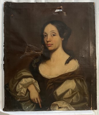 Lot 41 - English School, 19th century, oil on canvas - portrait of a lady, 75cm x 64cm, unframed