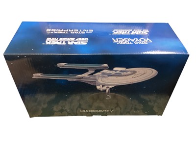 Lot 1791 - CBS Studios Eaglemoss Star Trek XL Collector's models including USS Excelsior ST VI, Son'A Flagship, V'Ger & Runabout, all boxed (4)