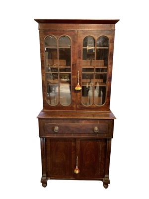 Lot 1462 - William IV mahogany secretaire bookcase
