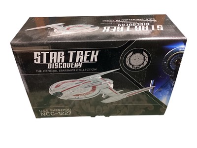 Lot 1797 - CBS Studios Eaglemoss Star Trek Discovery The Official Starships Collection Collector's models including USS Shenzhou NCC-1227 3537-A/A, USS Hiawatha NCC-815 0675-A/A, Klingon Qugh Class 0833-A/...