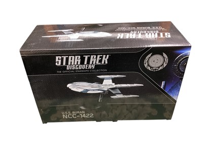 Lot 1799 - CBS Studios Eaglemoss Star Trek Discovery The Official Starships Collection Collector's models including USS Buran NCC-1422 9752-A/A, Klingon Veqlargh Class 4623-A/A and Stealth Ship 1006-A/A, a...