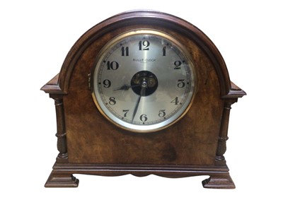 Lot 2914 - 1930s Bulle electric battery powered mantel clock with walnut veneered case, 28cm high, 31.5cm wide