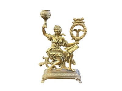 Lot 3093 - Unusual late 19th century ormolu watch stand with candle holder in the form of a classical maiden holding a wreath 26.5cm high