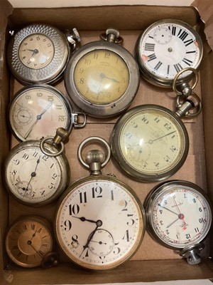 Lot 165 - Edwardian Goliath type pocket watch, together with various other pocket watches and parts