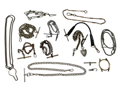 Lot 167 - Sterling silver watch chain and lot of various other watch chains